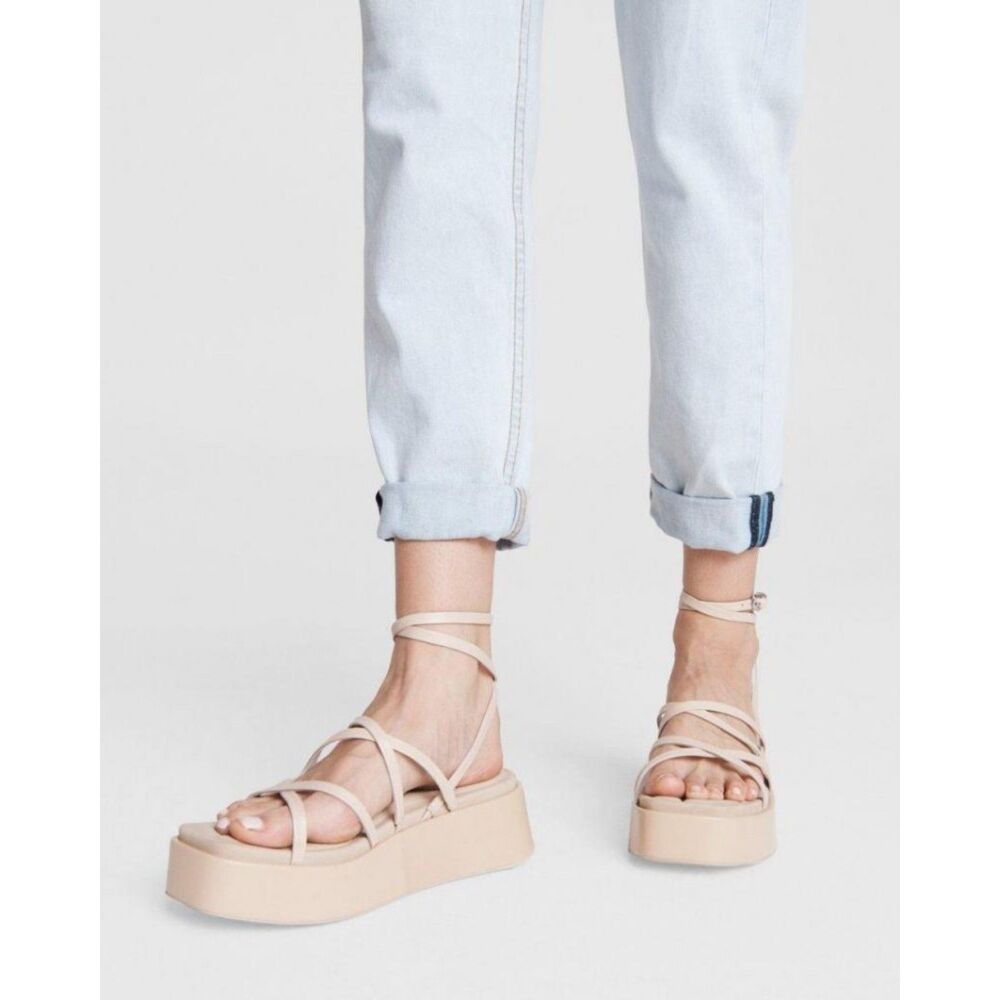 Rag & Bone Flatform Sandals 10 Strappy Minimalist Festival Neutral Tan Logan